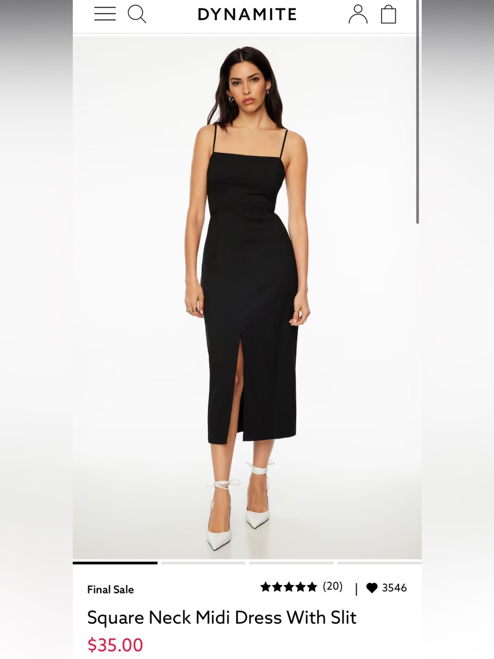 Dynamite Dark Brown Square Neck Midi Dress with Slit